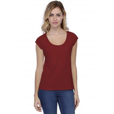 T-shirt coupe droite col rond doublé devant manches capes BIKI02