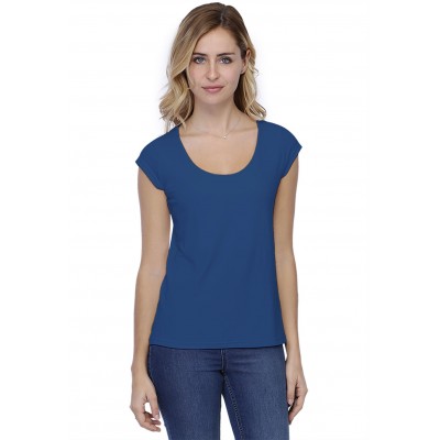 T-shirt coupe droite col rond doublé devant manches capes BIKI02