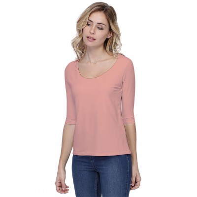 T-shirt coupe droite col rond doublé devant en modal BIKI04