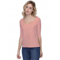 T-shirt coupe droite col rond doublé devant en modal BIKI04