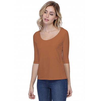 T-shirt coupe droite col rond doublé devant en modal BIKI04