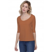 T-shirt coupe droite col rond doublé devant en modal BIKI04