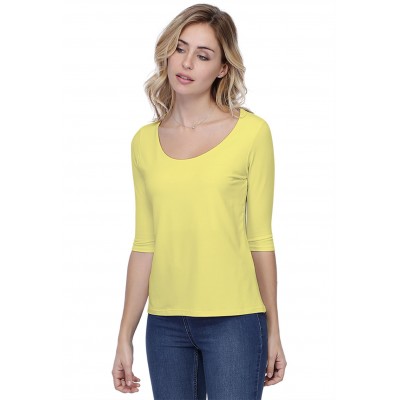 T-shirt coupe droite col rond doublé devant en modal BIKI04