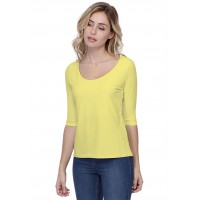 T-shirt coupe droite col rond doublé devant en modal BIKI04