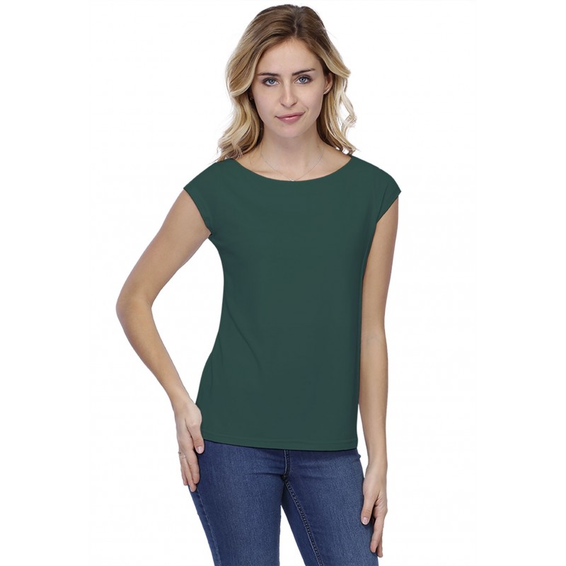 T-shirt coupe droite col bateau doublé devant manches capes en modal BINO02 T-shirt coupe droite col bateau doublé devant manches capes en modal BINO02