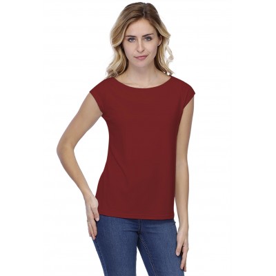 T-shirt coupe droite col bateau doublé devant manches capes en modal BINO02