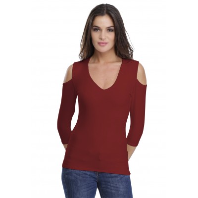 T-shirt V épaules dénudées en modal ALBA04