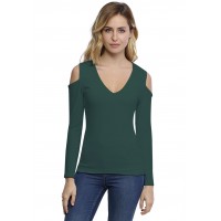 T-shirt col V épaules nues manches longues en modal ALBA05