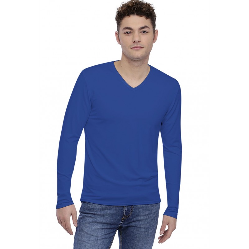 Tee-shirt col V finition colletage manches longues en modal SAMUEL Tee-shirt col V finition colletage manches longues en modal SAMUEL