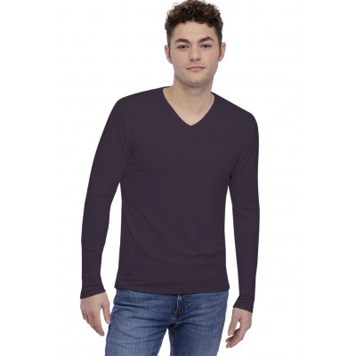 Tee-shirt col V finition colletage manches longues en modal SAMUEL