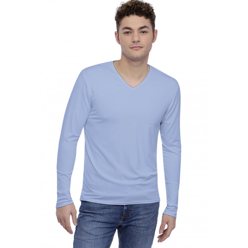 Tee-shirt col V finition colletage manches longues en modal SAMUEL Tee-shirt col V finition colletage manches longues en modal SAMUEL