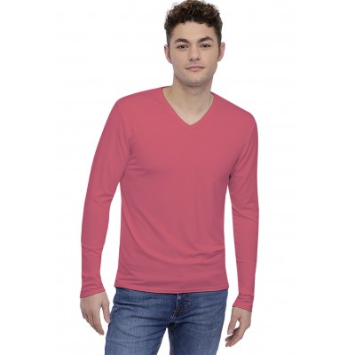 Tee-shirt col V finition colletage manches longues en modal SAMUEL