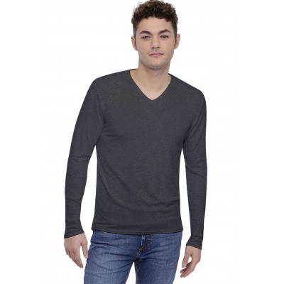 Tee-shirt col V finition colletage manches longues en modal SAMUEL