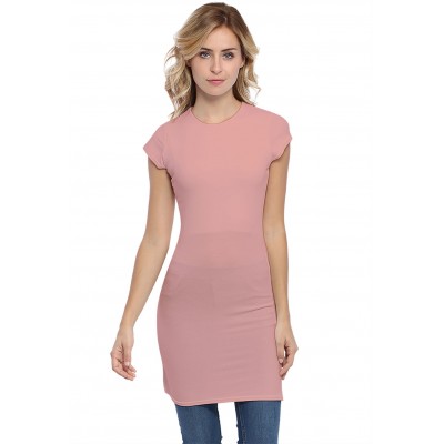 Tunique ras de cou doublée devant manches courtes en modal KATIA12