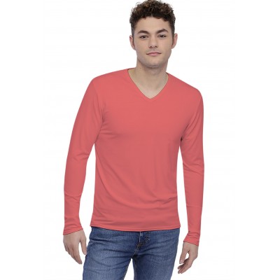 Tee-shirt col V finition colletage manches longues en modal SAMUEL