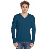 Tee-shirt col V finition colletage manches longues en modal SAMUEL