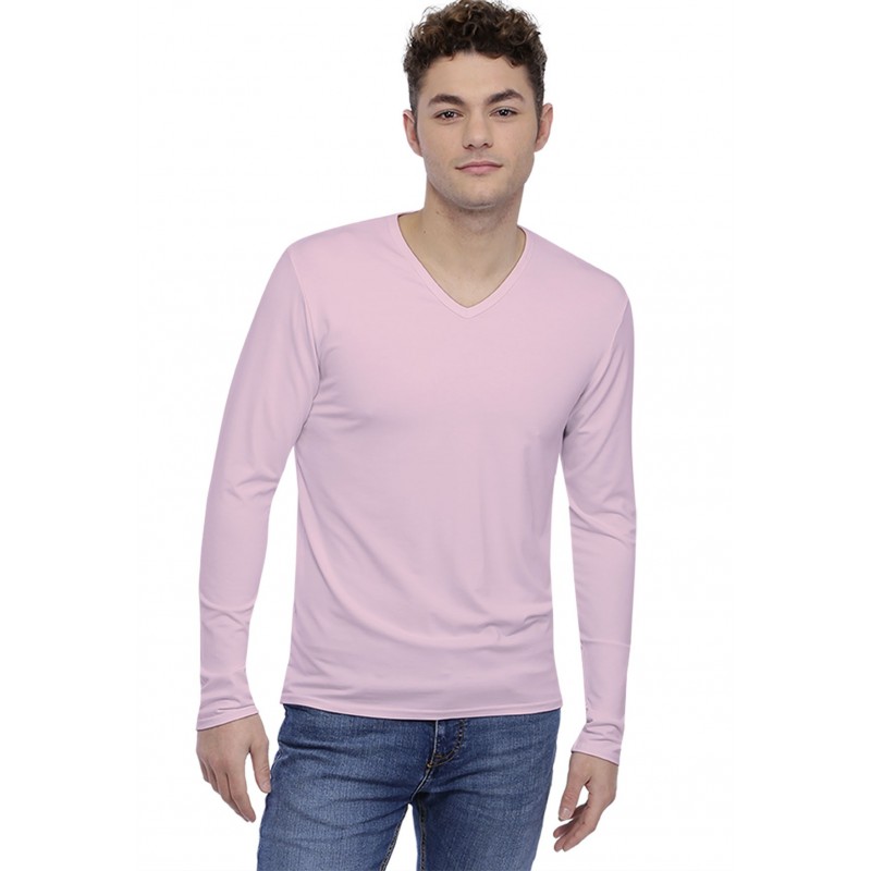 Tee-shirt col V finition colletage manches longues en modal SAMUEL Tee-shirt col V finition colletage manches longues en modal SAMUEL