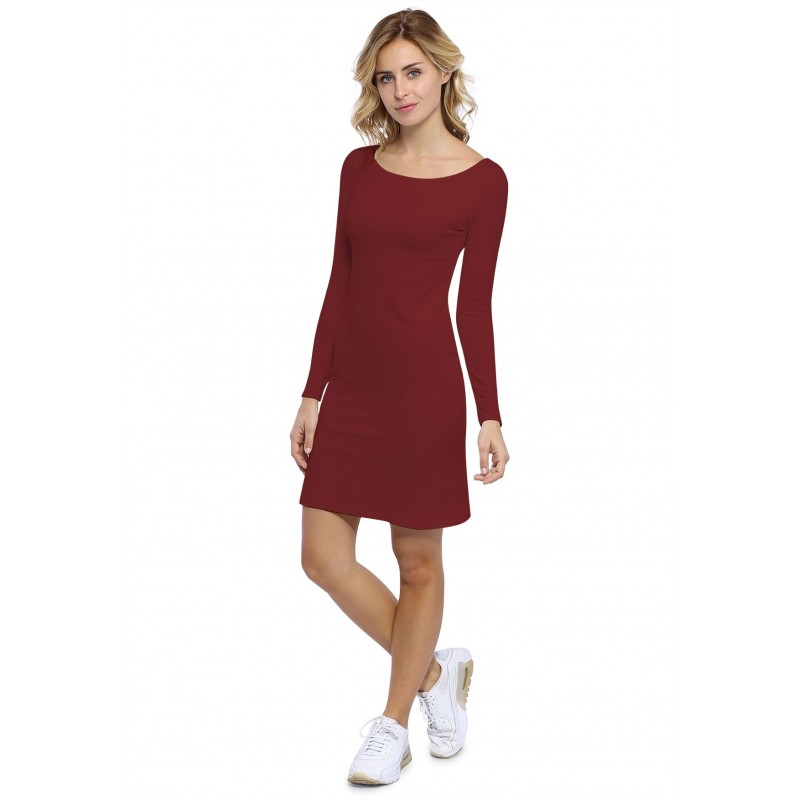 Robe col bateau manches longues en modal GUIMAUVE05 Robe col bateau manches longues en modal GUIMAUVE05