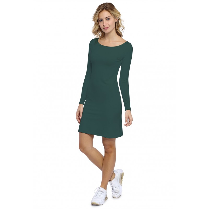 Robe col bateau manches longues en modal GUIMAUVE05 Robe col bateau manches longues en modal GUIMAUVE05