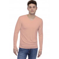 Tee-shirt col V finition colletage manches longues en modal SAMUEL