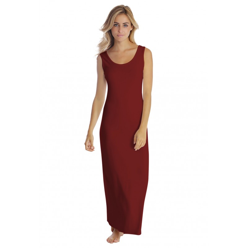 Robe longue col danseuse sans manches en modal GILDA Robe longue col danseuse sans manches en modal GILDA