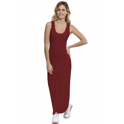 Robe droite longue col rond sans manches en modal MARIE