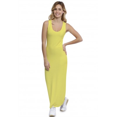Robe droite longue col rond sans manches en modal MARIE