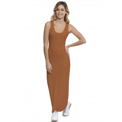 Robe droite longue col rond sans manches en modal MARIE