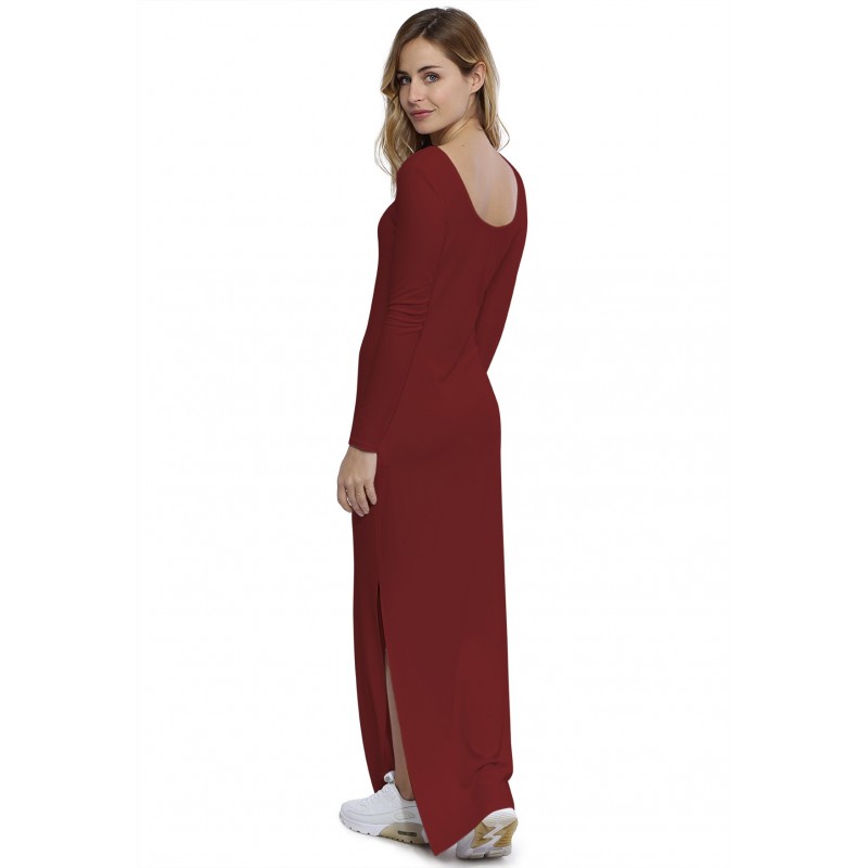 Robe longue col rond manches longues en modal ECLIPSE Robe longue col rond manches longues en modal ECLIPSE