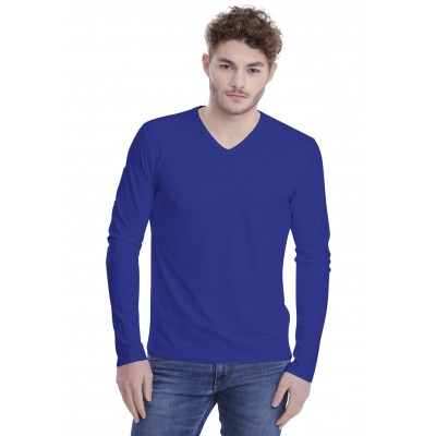 Tee-shirt col V finition colletage manches longues en modal SAMUEL