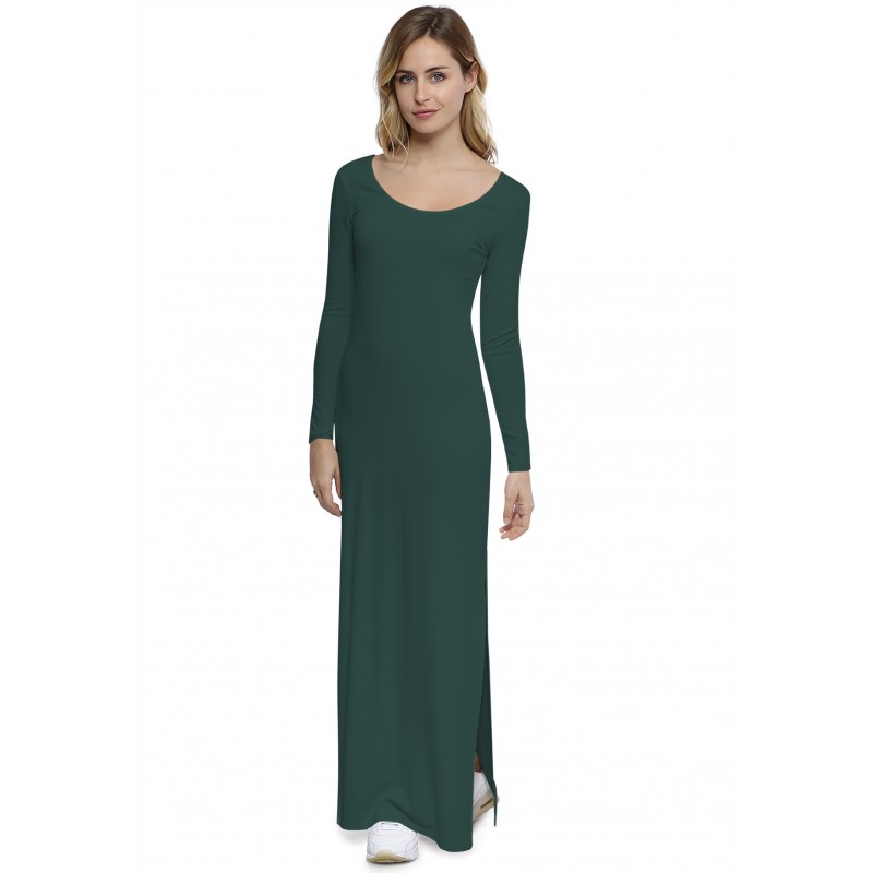 Robe longue col rond manches longues en modal ECLIPSE Robe longue col rond manches longues en modal ECLIPSE