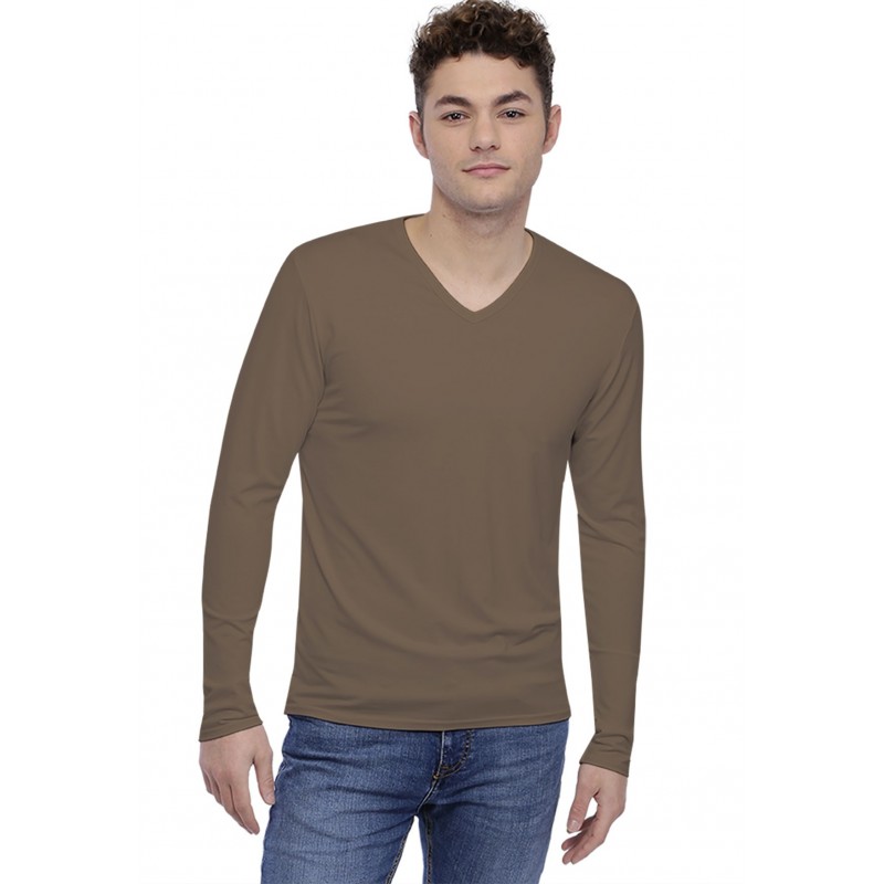 Tee-shirt col V finition colletage manches longues en modal SAMUEL Tee-shirt col V finition colletage manches longues en modal SAMUEL