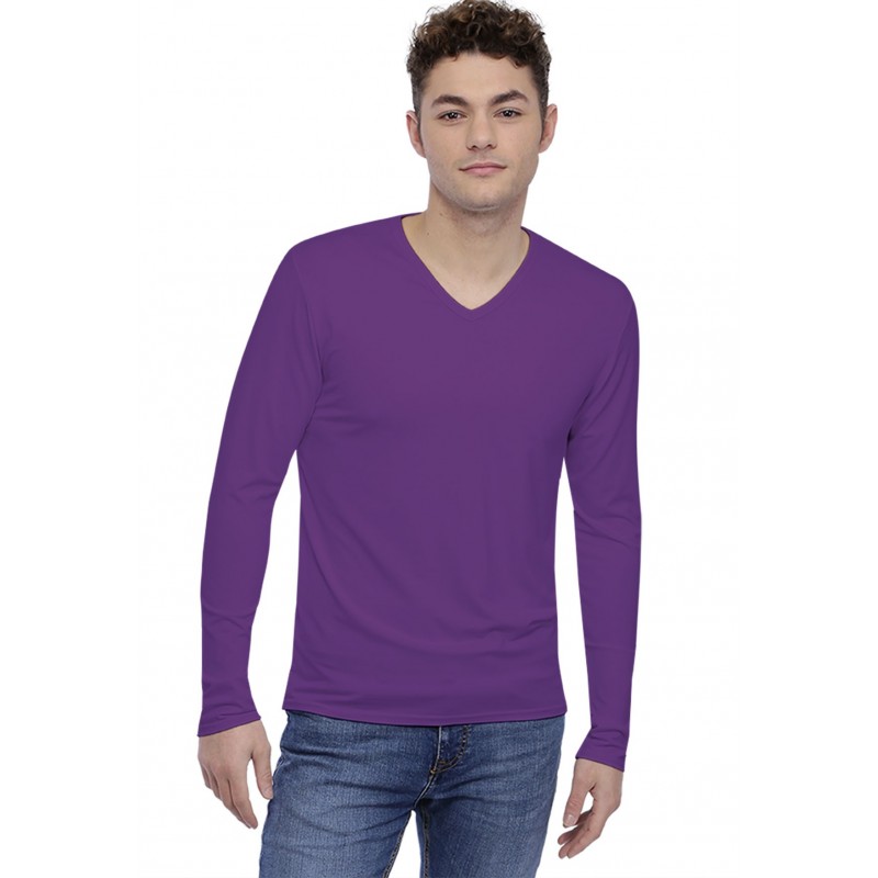Tee-shirt col V finition colletage manches longues en modal SAMUEL Tee-shirt col V finition colletage manches longues en modal SAMUEL
