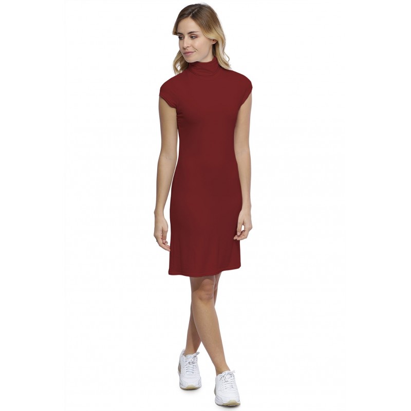 Robe col roulé manches courtes capes en modal CINDY17 Robe col roulé manches courtes capes en modal CINDY17
