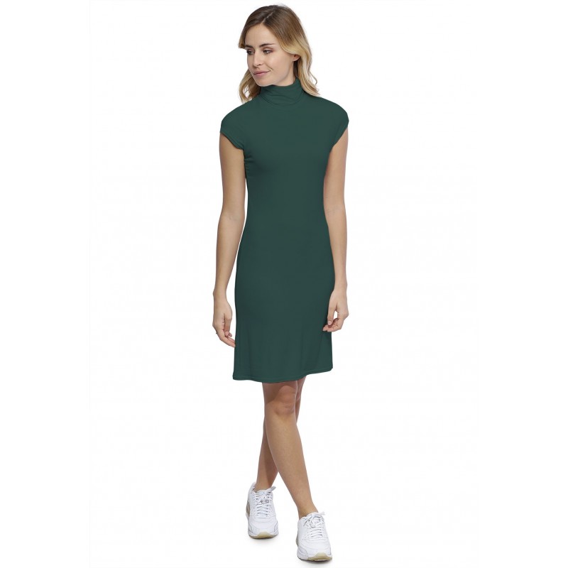 Robe col roulé manches courtes capes en modal CINDY17 Robe col roulé manches courtes capes en modal CINDY17