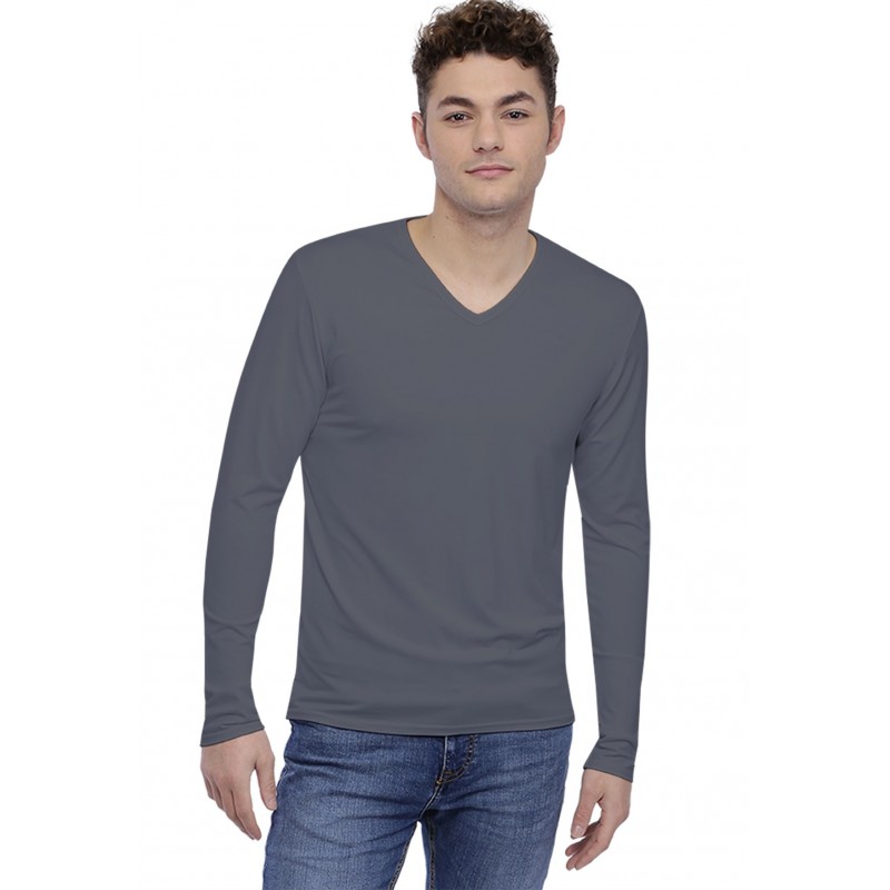 Tee-shirt col V finition colletage manches longues en modal SAMUEL Tee-shirt col V finition colletage manches longues en modal SAMUEL