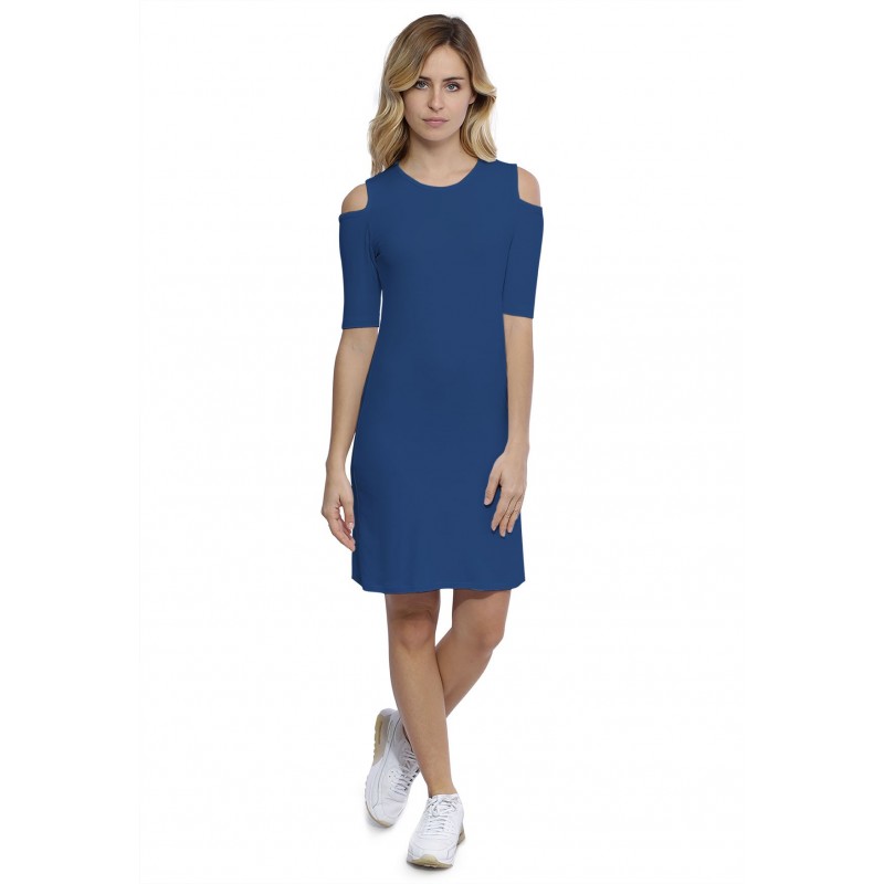 Robe col rond épaules nues manches courtes en modal LUNA Robe col rond épaules nues manches courtes en modal LUNA