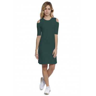Robe col rond épaules nues manches courtes en modal LUNA