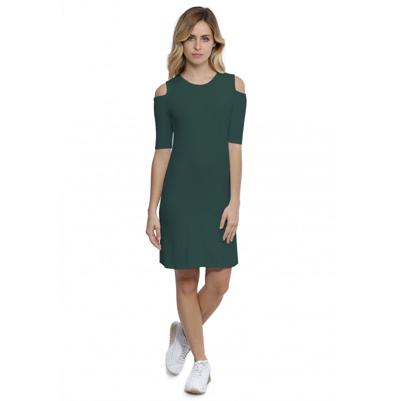 Robe col rond épaules nues manches courtes en modal LUNA Robe col rond épaules nues manches courtes en modal LUNA