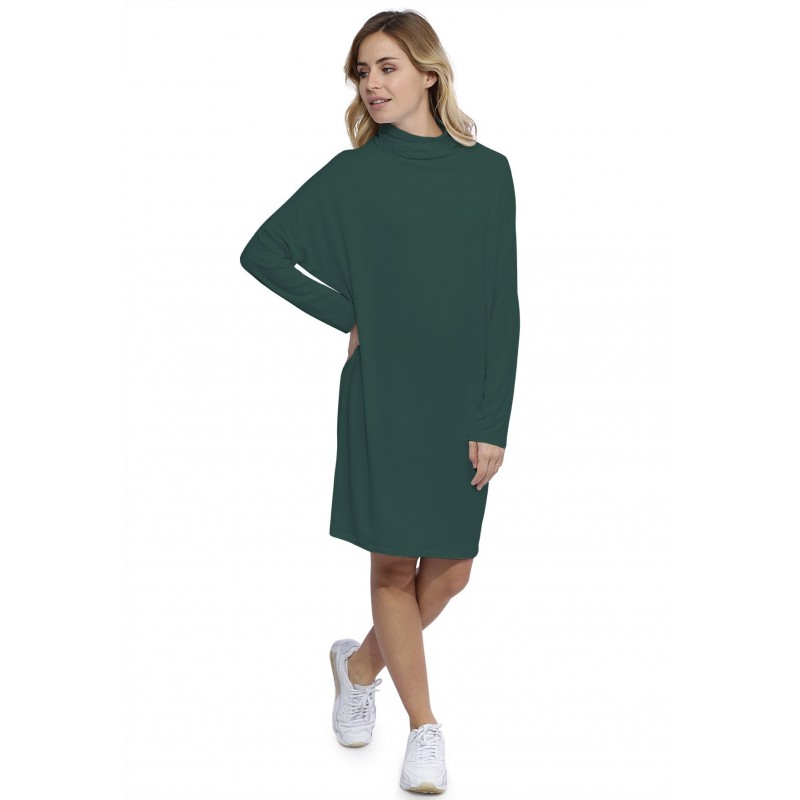 Robe col montant manches longues chauve souris en modal SARI Robe col montant manches longues chauve souris en modal SARI