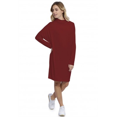 Robe col montant manches longues chauve souris en modal SARI