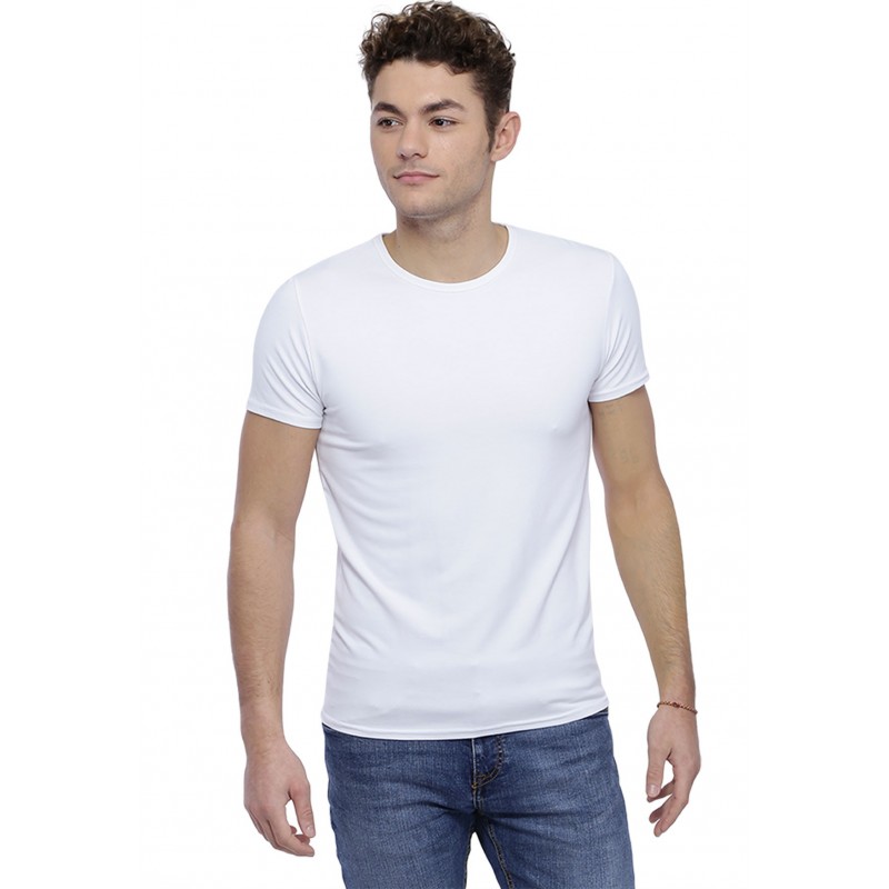 T-shirt col rond finition colletage manches courtes en modal THOMAS T-shirt col rond finition colletage manches courtes en modal THOMAS