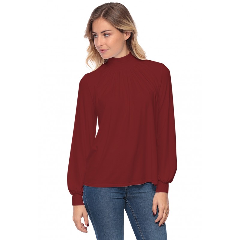 Tee-shirt col montant plissé manches longues SANDY Tee-shirt col montant plissé manches longues SANDY