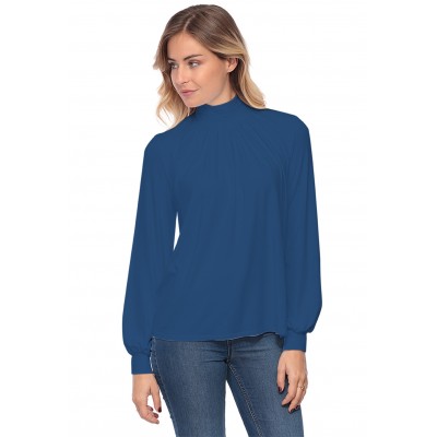 Tee-shirt col montant plissé manches longues SANDY