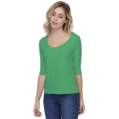 T-shirt coupe droite col rond doublé devant en modal BIKI04