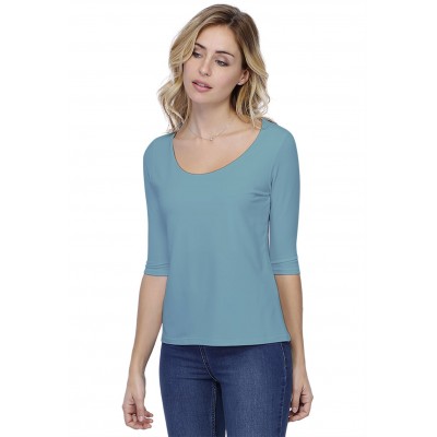 T-shirt coupe droite col rond doublé devant en modal BIKI04