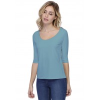 T-shirt coupe droite col rond doublé devant en modal BIKI04