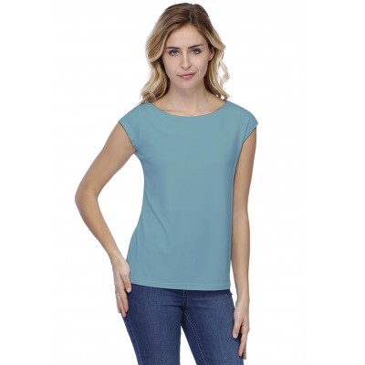 T-shirt coupe droite col bateau doublé devant manches capes en modal BINO02