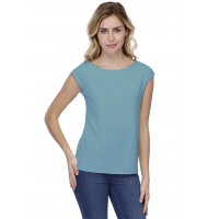 T-shirt coupe droite col bateau doublé devant manches capes en modal BINO02
