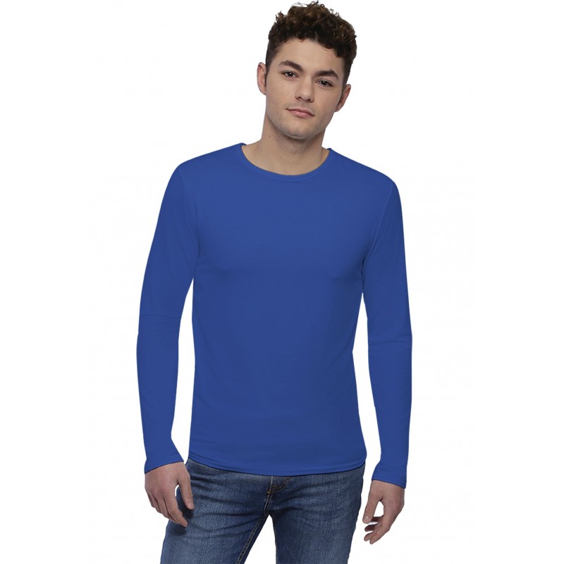 Tee-shirt col rond finition colletage manches longues en modal THOMAS Tee-shirt col rond finition colletage manches longues en modal THOMAS